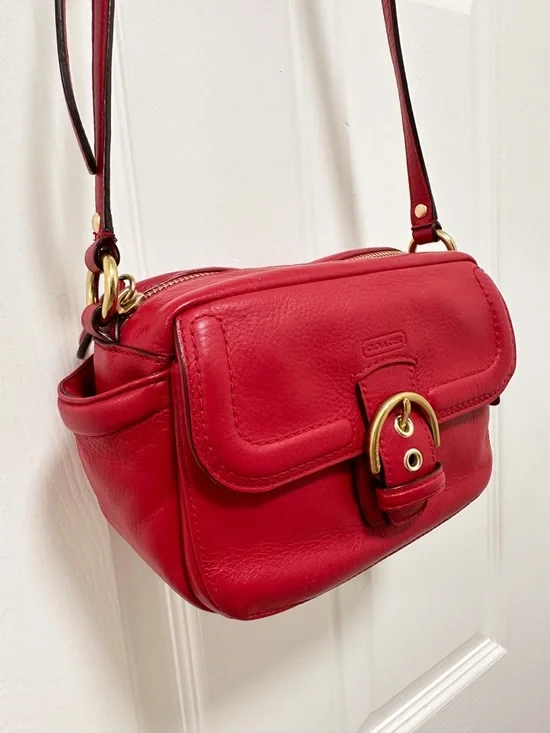 Coach Campbell Leather Camera Bag Red Y2K Inspired - Picture 3 of 13